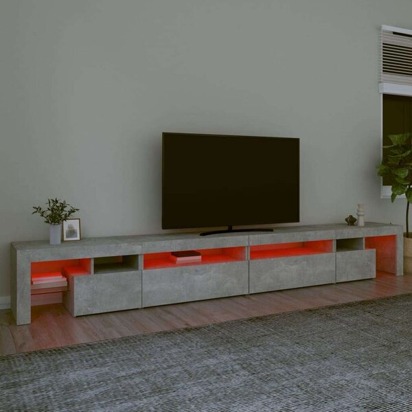 Modern LED TV Szekrény - Betonszürke - 290cm