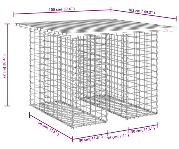 Duglászfenyő Gabion Kerti Pad - 100x102x72 cm