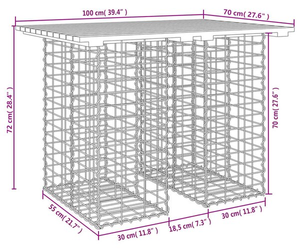 Gabion Kerti Pad - Fenyőfa - 100x70x72 cm