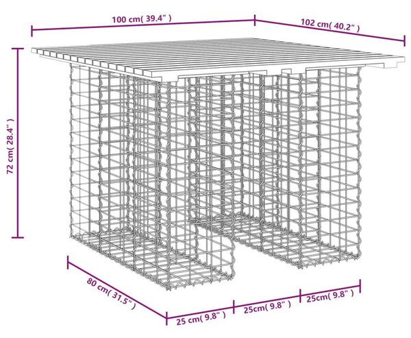 Duglászfenyő Gabion Kertpad - 100x102x72 cm
