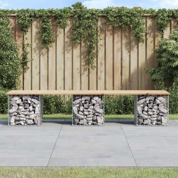 Gabion Kerti Pad - Tömör Fenyőfa - 203x44x42 cm