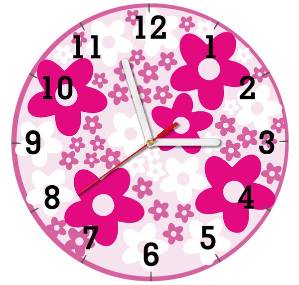 Gyerek óra Gyönyöru rózsaszín virágok Méret: 30 x 30 cm