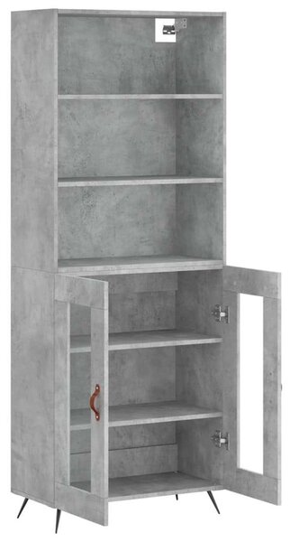 Modern Polcrendszer és Vitrines Szekrény - Beton Szürke - 180 cm