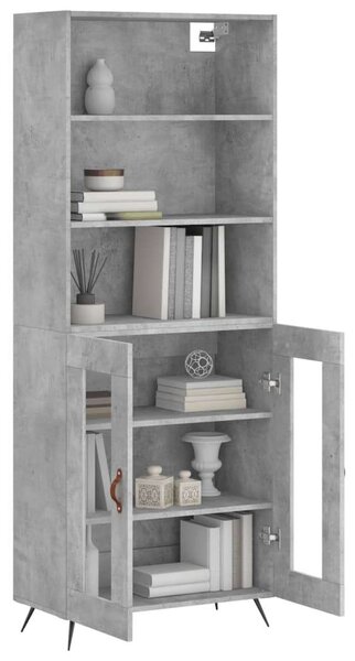 Modern Polcrendszer és Vitrines Szekrény - Beton Szürke - 180 cm