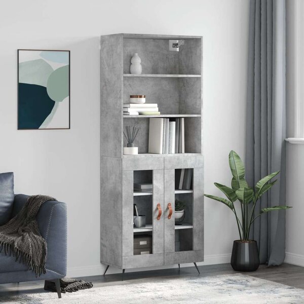 Modern Polcrendszer és Vitrines Szekrény - Beton Szürke - 180 cm