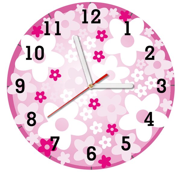 Gyerek óra Szép rózsaszín virágok Méret: 30 x 30 cm