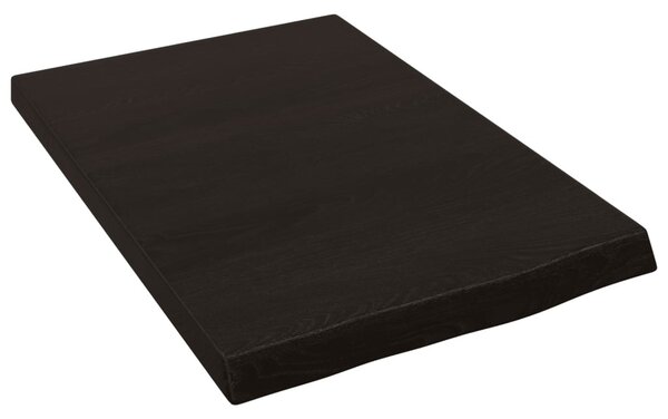 Sötétbarna kezelt tömör tölgyfa fali polc 40x60x(2-4) cm