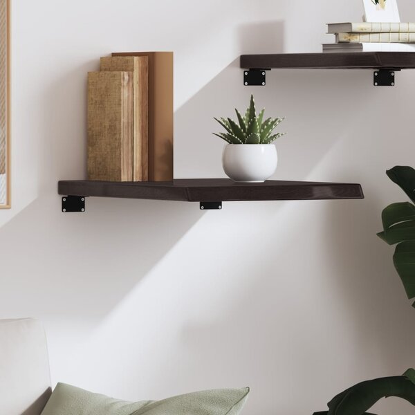 Sötétbarna kezelt tömör tölgyfa fali polc 40x60x(2-4) cm