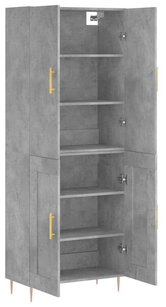 Betonszürke szerelt fa magasszekrény 69,5 x 34 x 180 cm