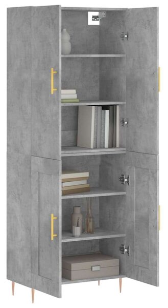 Modern Magasszekrény - Betonszürke - 69,5x34x180 cm