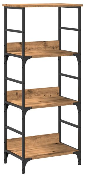 Kézműves tölgy színű szerelt fa könyvszekrény 50x33x117,5 cm