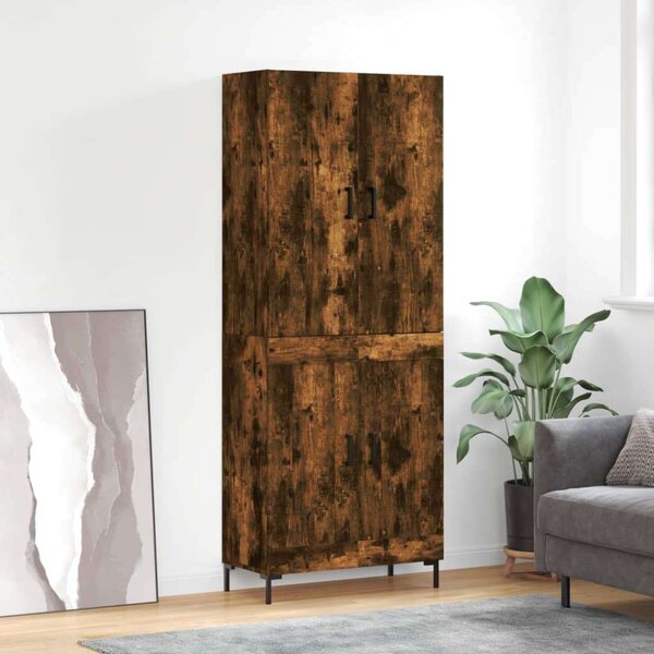 Füstös tölgy színű szerelt fa magasszekrény 69,5 x 34 x 180 cm