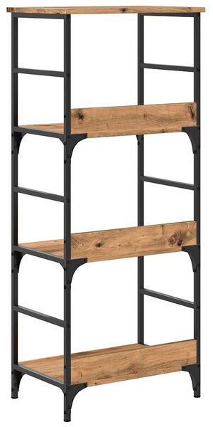 Kézműves tölgy színű szerelt fa könyvszekrény 50x33x117,5 cm