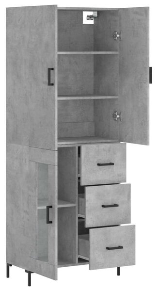 VIDAXL Magas Szekrény - Beton Szürke - 69,5x34x180 cm