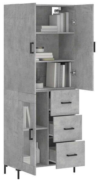 VIDAXL Magas Szekrény - Beton Szürke - 69,5x34x180 cm