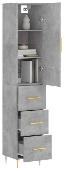 Modern Magasszekrény - Beton Szürke - 34,5x34x180 cm