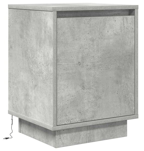 2 db betonszürke éjjeliszekrény LED-fényekkel 38x34x50 cm