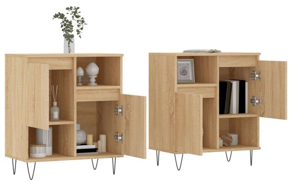 VidaXL Sonoma Tölgy Fa Tálalószekrény - 2 db - 120x35x70 cm