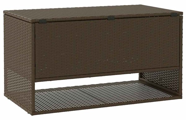 Barna polyrattan kültéri párna doboz 100x55x55,5 cm