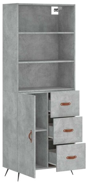 Betonszürke szerelt fa magasszekrény 69,5 x 34 x 180 cm