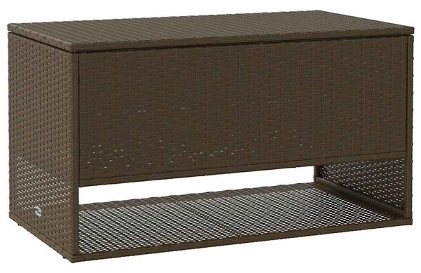 Barna polyrattan kültéri párna doboz 100x55x55,5 cm