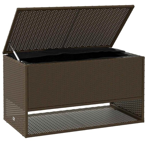 Barna polyrattan kültéri párna doboz 100x55x55,5 cm