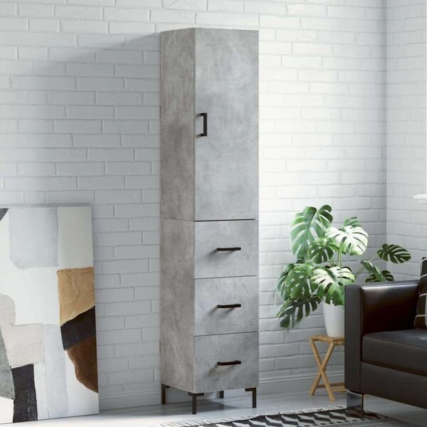 Betonszürke szerelt fa magasszekrény 34,5x34x180 cm