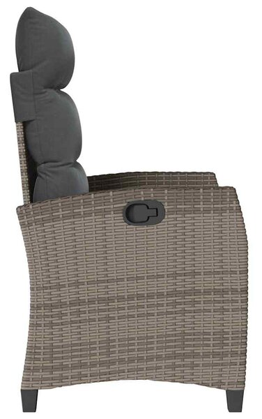 Szürke polyrattan fekvő kerti szék oldalsó asztallal