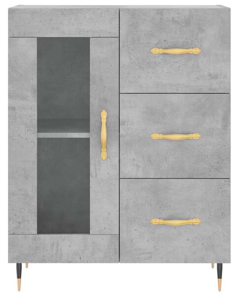 Betonszürke szerelt fa magasszekrény 69,5 x 34 x 180 cm