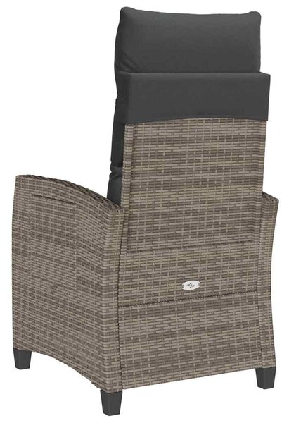 Szürke polyrattan fekvő kerti szék oldalsó asztallal