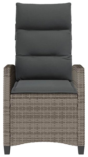 Szürke polyrattan fekvő kerti szék oldalsó asztallal