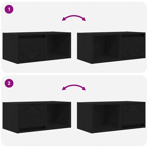 Fekete tölgy színű szerelt fa TV-szekrény 60x31x25,5 cm