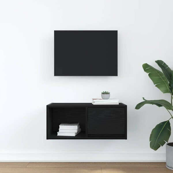 Fekete tölgy színű szerelt fa TV-szekrény 60x31x25,5 cm