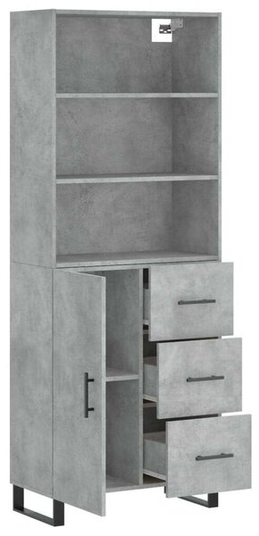Betonszürke szerelt fa magasszekrény 69,5 x 34 x 180 cm