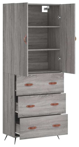 Szürke sonoma szerelt fa magasszekrény 69,5 x 34 x 180 cm