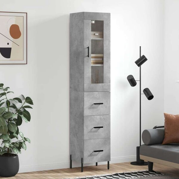 Modern Magas Szekrény - Beton Szürke - 180 cm