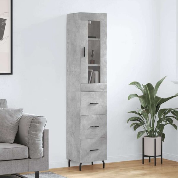 Modern Magas Szekrény - Beton Szürke - 34,5x34x180 cm