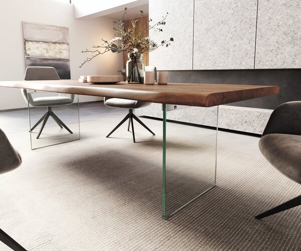 DELIFE Étkezőasztal Edge 260x100 XL akác barna üveg Live-Edge