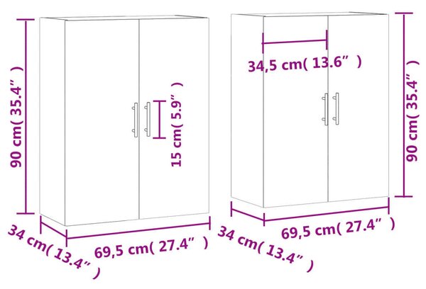 2 db sonoma tölgy fali szekrény 69,5 x 34 x 90 cm