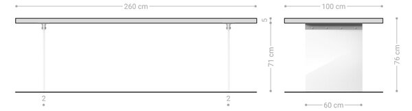 DELIFE Étkezőasztal Edge 260x100 XL akác barna üveg Live-Edge