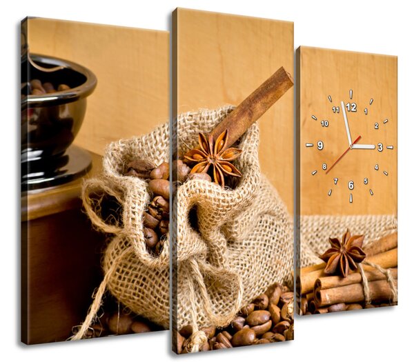 3 részes órás falikép Aromatikus kávé