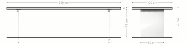 DELIFE Étkezőasztal Edge 300x100 XL akác barna üveg Live-Edge