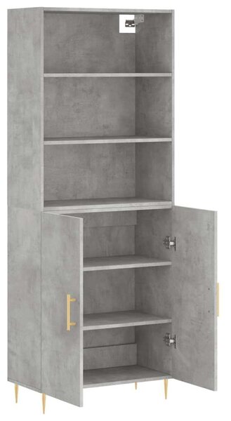 Betonszürke szerelt fa magasszekrény 69,5 x 34 x 180 cm