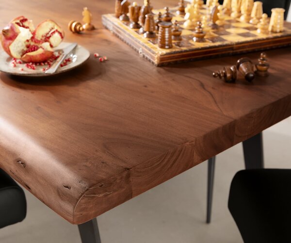 DELIFE Étkezőasztal Edge 260x100 XL akác barna fém ferde Live-Edge