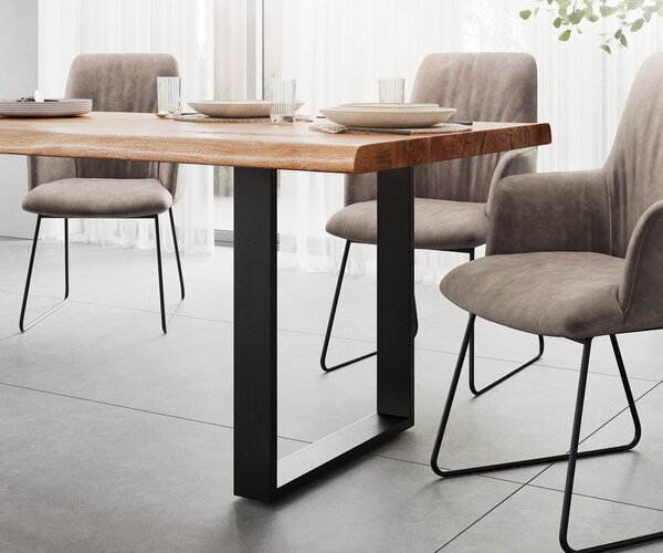 DELIFE Étkezőasztal Edge 260x100 XL akác természetes fekete fém Live-Edge