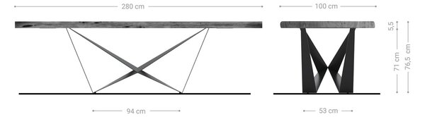 DELIFE Étkezőasztal Edge 280x100 XL akác természetes Spider laposacél rozsdamentes acél Live-Edge