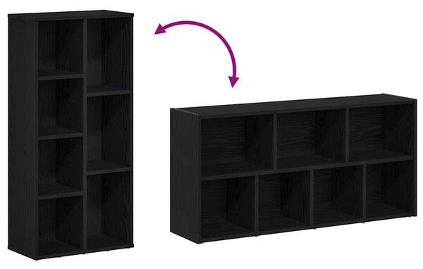 Fekete tölgy szerelt fa könyvespolc 50x25x104 cm