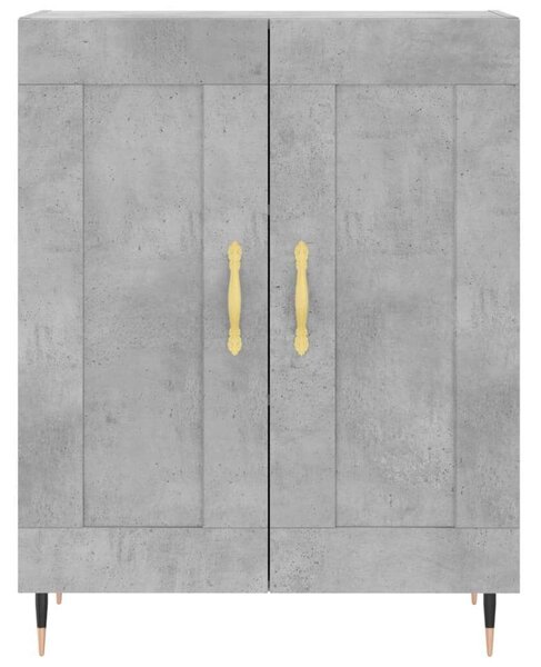 Betonszürke szerelt fa magasszekrény 69,5 x 34 x 180 cm
