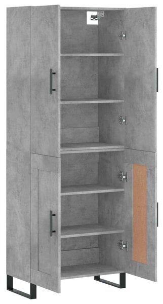 Betonszürke szerelt fa magasszekrény 69,5 x 34 x 180 cm