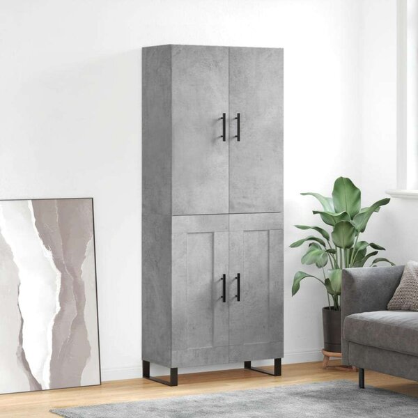 Betonszürke szerelt fa magasszekrény 69,5 x 34 x 180 cm